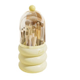 360° Rotating Makeup Brush Holder with Clear Dome
