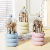 360° Rotating Makeup Brush Holder with Clear Dome