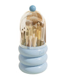 360° Rotating Makeup Brush Holder with Clear Dome