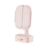 LED Lighted Tri-Fold Makeup Mirror with Storage Drawer & Magnification