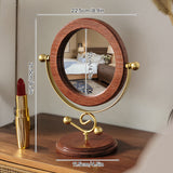 Gold and Brown Vintage Solid Wood Makeup Mirror