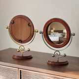 Gold and Brown Vintage Solid Wood Makeup Mirror